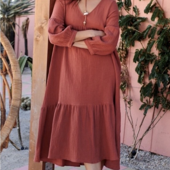 7 for All Mankind Boho Tiered V-Neck Gauze Maxi Dress - Size M - Picture 3 of 6